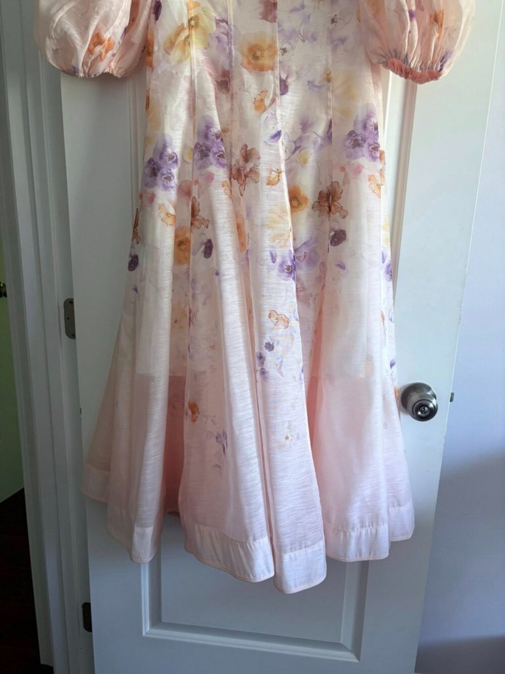 Summer Invite Apricot Floral Print Puff Sleeve Maxi Dress - Picture 2 of 8